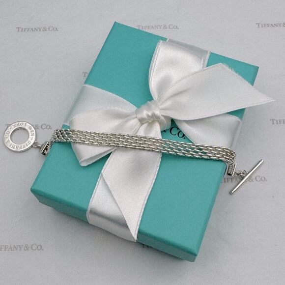 Tiffany & Co. Somerset Mesh Toggle Bracelet Sterling Silver W/Gift Pouch & Box - Picture 5 of 9